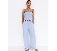 Pull&Bear - Pantaloni rustici blu a righe XS