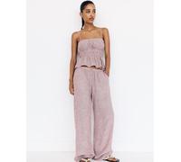 Pull&Bear - Pantaloni rustici bordeaux a righe-Rosso XS