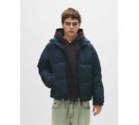 Pull&Bear - Piumino blu navy con cappuccio e stampa STWD XL