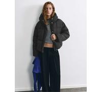 Pull&Bear piumino corto con cappuccio nero XL