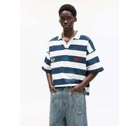 Pull&Bear - Polo a maniche corte bianco sporco a righe con ricamo S