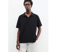 Pull&Bear - Polo a maniche corte nera testurizzata-Nero XL