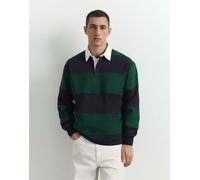 Pull&Bear polo a maniche lunghe a righe verde bottiglia M