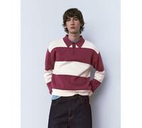Pull&Bear - Polo a maniche lunghe con pannelli bordeaux-Rosso L
