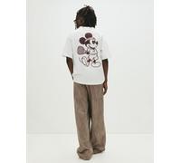 Pull&Bear - Polo bianco sporco con stampa "Mickey Mouse" S