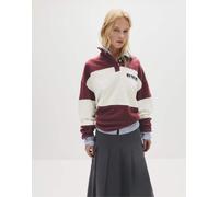 Pull&Bear - Polo color bordeaux a pannelli con grafica-Rosso L