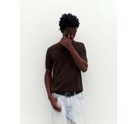 Pull&Bear - Polo color cioccolato a maniche corte-Marrone L