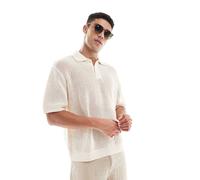 Pull&Bear - Polo écru in maglia sottile-Bianco M