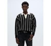 Pull&Bear - Polo in maglia a righe color antracite-Multicolore XL