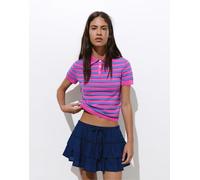 Pull&Bear - Polo in maglia a righe color fragola-Rosa XS