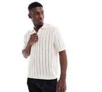 Pull&Bear - Polo in maglia a righe écru-Bianco M