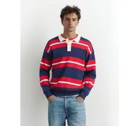 Pull&Bear polo in maglia a righe navy-blu navy L
