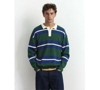 Pull&Bear polo in maglia a righe verde bottiglia M