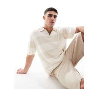 Pull&Bear - Polo in maglia écru a righe-Verde S