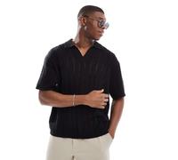 Pull&Bear - Polo in maglia nera-Nero XS