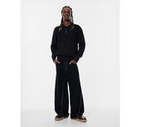 Pull&Bear - Polo nera a maniche lunghe-Nero XL