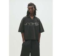 Pull&Bear - Polo nero slavato con scritta “STWD” S