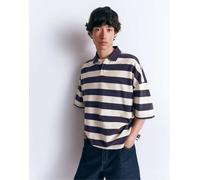 Pull&Bear - Polo oversize squadrata blu a righe XL