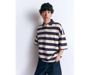 Pull&Bear - Polo oversize squadrata blu a righe XS