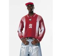 Pull&Bear - Polo rossa da calcio con stampa “91”-Rosso M