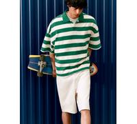 Pull&Bear - Polo squadrata oversize verde a righe M