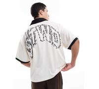 Pull&Bear - Polo stile football bianca con stampa "STWD"-Bianco S
