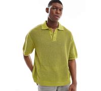 Pull&Bear - Polo verde lime in maglia sottile L