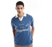 Pull&Bear - Regatta - Polo sportiva blu rétro XL