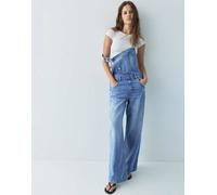 Pull&Bear - Salopette lunga in denim blu medio M