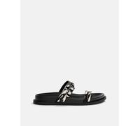 Pull&Bear - Sandali bassi in pelle animalier a contrasto-Multicolore 40