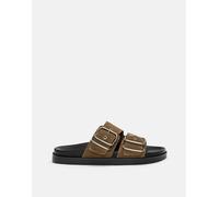 Pull&Bear - Sandali bassi in pelle marroni con fibbie-Marrone 36