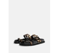 Pull&Bear - Sandali bassi leopardati in pelle-Multicolore 40