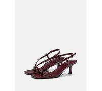 Pull&Bear - Sandali con tacco e listini rosso granata-Multicolore 38