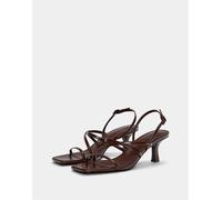 Pull&Bear - Sandali con tacco marroni con fascette incrociate-Marrone 35