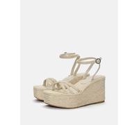 Pull&Bear - Sandali in iuta di colore naturale con zeppa-Neutro 39