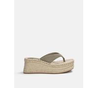 Pull&Bear - Sandali in iuta verdi con zeppa-Verde 37