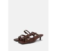 Pull&Bear - Sandali marroni con tacco e borchie-Marrone 38