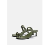 Pull&Bear - Sandali verdi con tacco e fiori-Verde 35