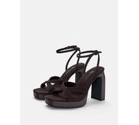Pull&Bear - Scarpe con tacco alto e plateau marroni-Marrone 38
