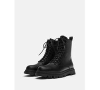 Pull&Bear - Scarponcini neri stringati e foderati-Nero 43