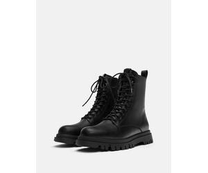 Pull&Bear - Scarponcini neri stringati e foderati-Nero 43