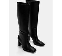 Pull&Bear - Stivali neri con tacco alto-Nero 42