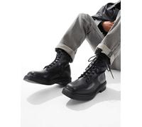 Pull&Bear - Stivali stringati neri con punta squadrata-Nero 39