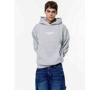 Pull&Bear - STWD - Felpa color grigio mélange con cappuccio e grafica di mela M