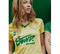 Pull&Bear - Stwd - Polo gialla da calcio del Brasile-Giallo M