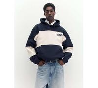 Pull&Bear - Stwd Studio - Felpa con cappuccio blu a pannelli S