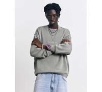 Pull&Bear - Stwd Studio - Maglione ricamato nero sbiadito-Grigio XL