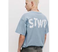 Pull&Bear - STWD - T-shirt blu con stampa di aeroplano e nuvole XL