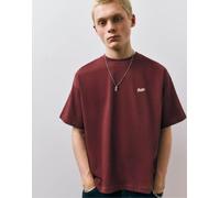 Pull&Bear - STWD - T-shirt bordeaux squadrata con logo-Rosso 2XS