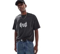 Pull&Bear - STWD - T-shirt color antracite con stampa grunge-Grigio M